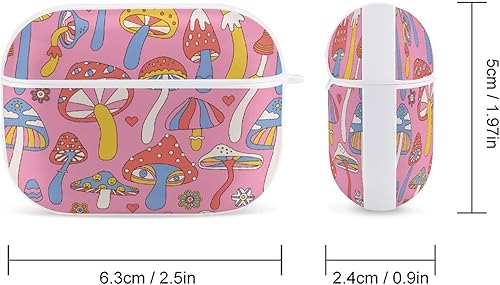 Miniatura 10 de Divertida funda para Airpods Pro con estampado de hongos mágicos locos con llavero, protección completa, duradera, a prueba de golpes, funda rígida