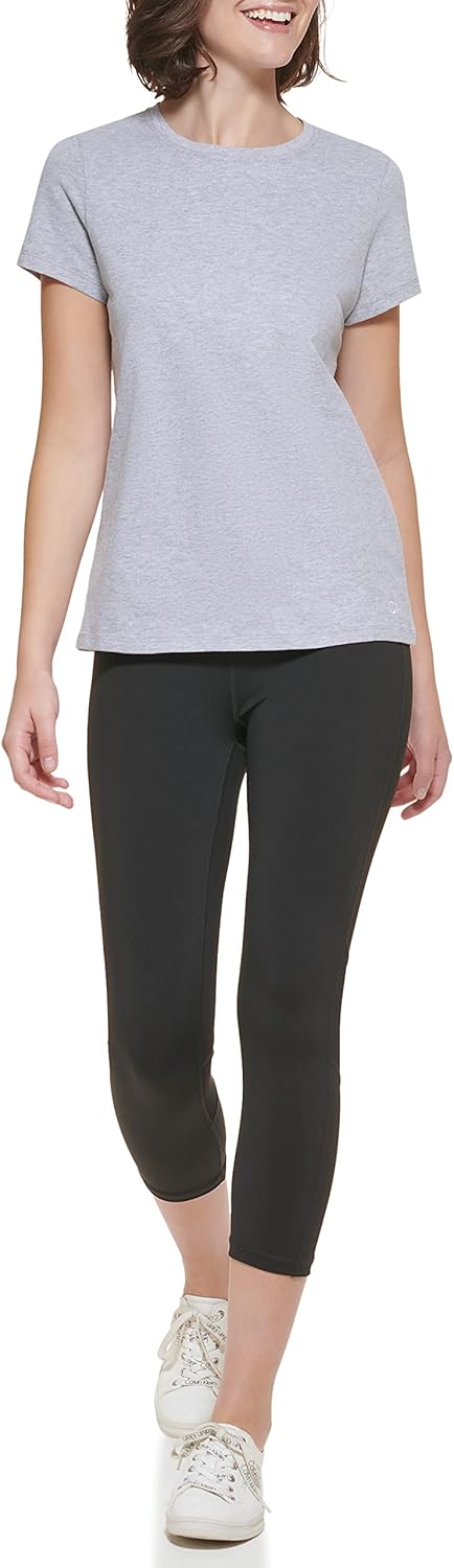 Calvin Klein Womens Solid Crewneck Short Sleeve T-Shirt - Image 2