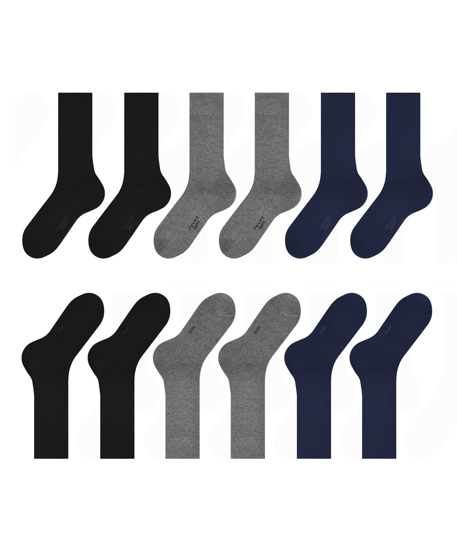 FALKE hombre Happy 6-Pack calcetines transpirable algodón costura plana extra suave reforzada para dedos sin presión para looks informales de negocios multipa 6 pares