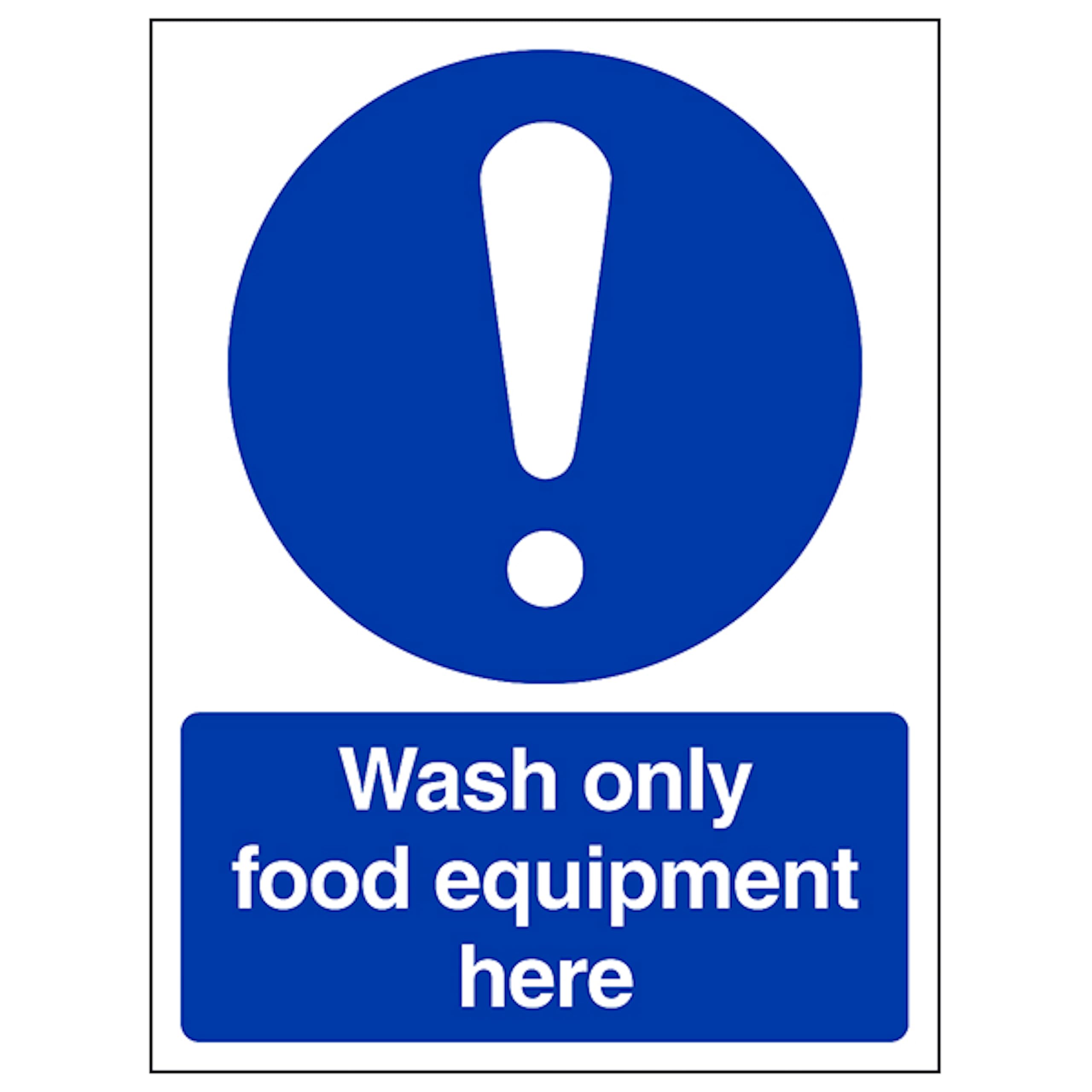 V Safety Wash Only Equipment Here - Portrait 150 x 200 mm - Glow In The Dark 1mm Rigid Plastic Safety Sign