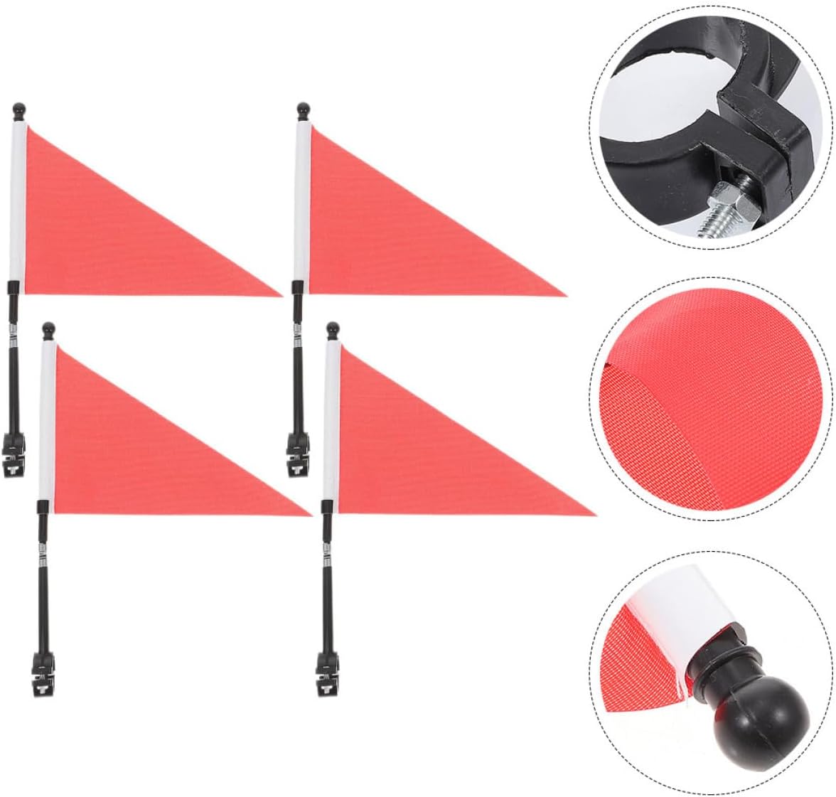 4Sets Cycling Safety Flags for Bicycles Durable Handlebar Flags with Clamp for Bikes Trailers Scooters and Karts