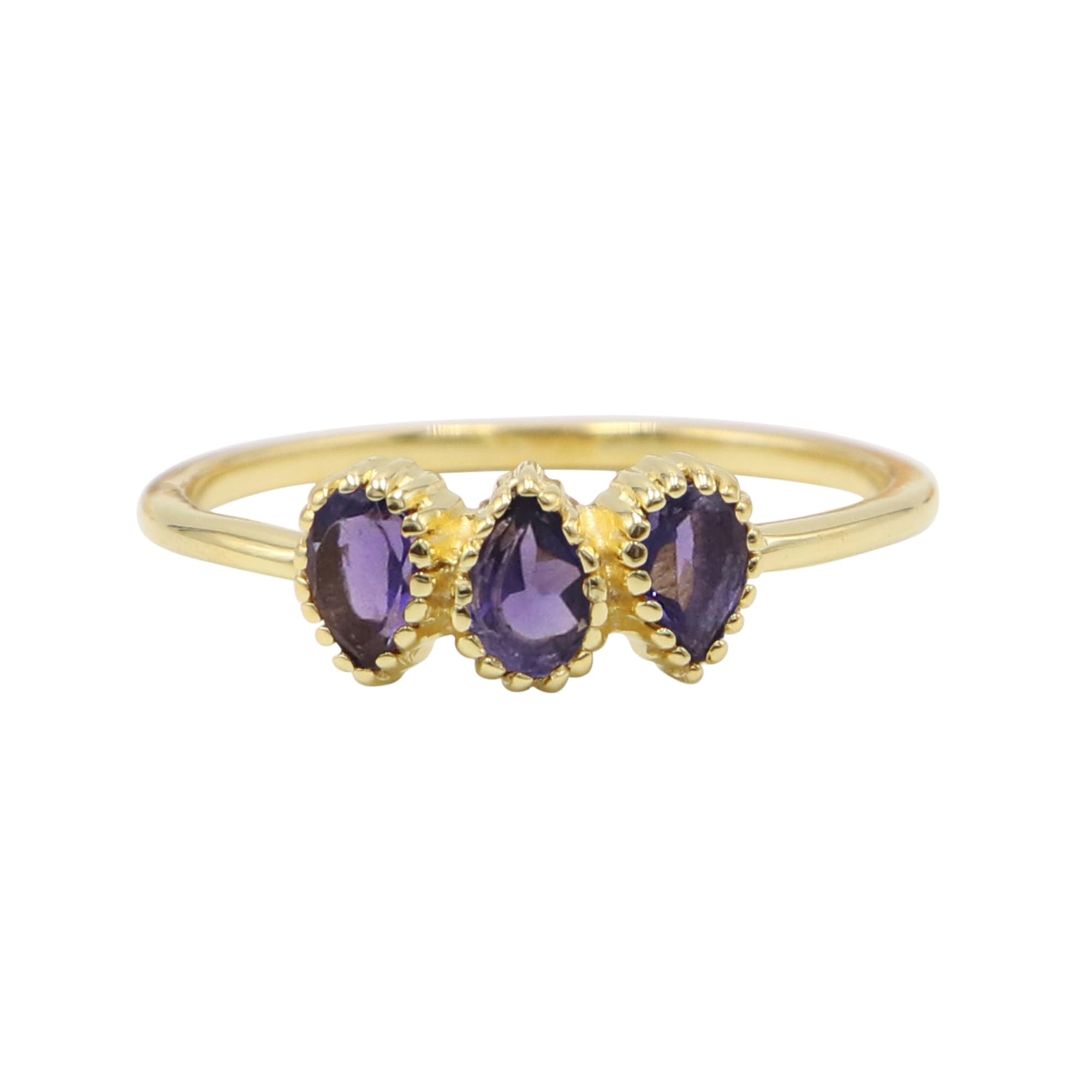 Bague améthyste de style joaillerie fine en argent massif doré - 6