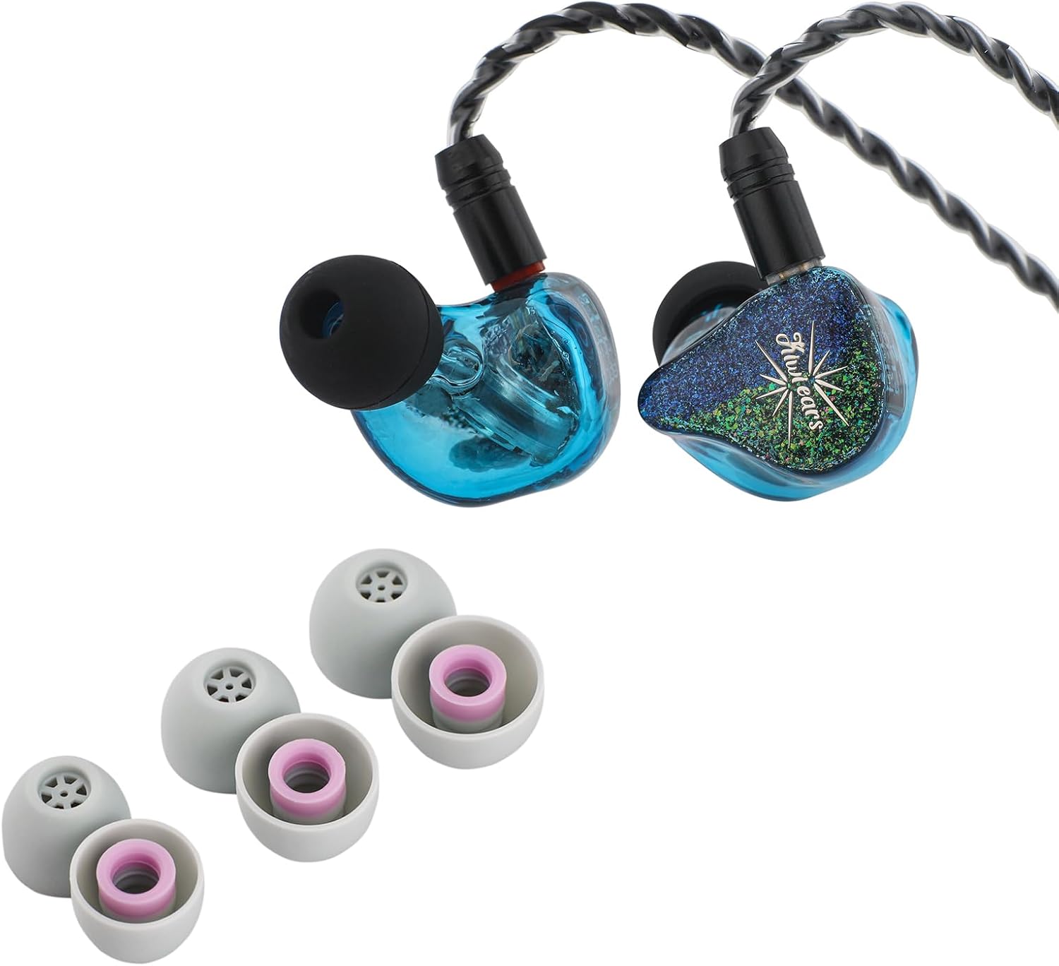 Linsoul Kiwi Ears Forteza in Ear Monitor (Blue) + Kiwi Ears Flex Earbud SiliconeTips