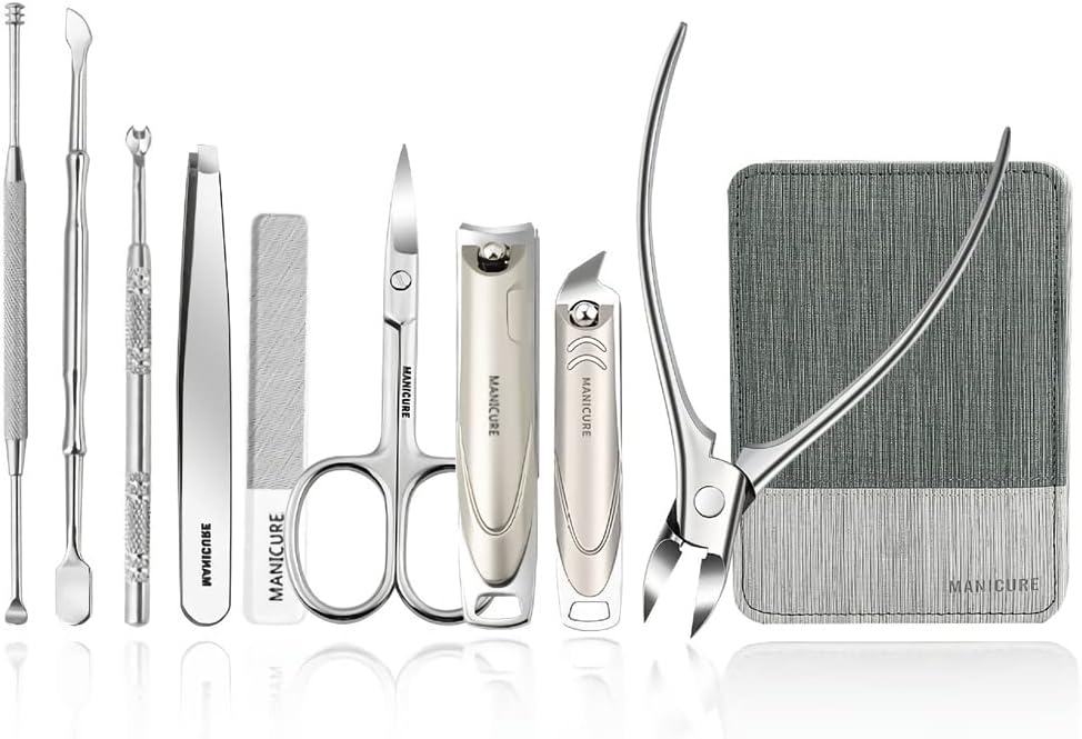 Beauenty Manicure Set 9 in 1 Professional Practical Kit With Leather Case Stainless Steel Nail Clippers Personal Care Tool