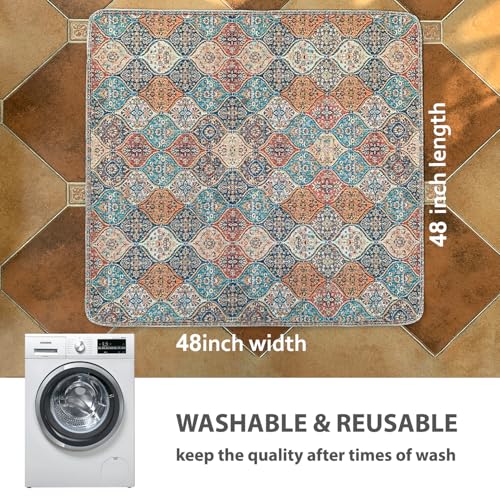 Image of nunubaby Washable Pee Pads for Dogs, Stylish, Non-Slip and Leak-Proof Pee Pads. Reusable Potty Pads for Dogs for Crates and Floors.(Cream /Multi, 48 inch x48 inch )