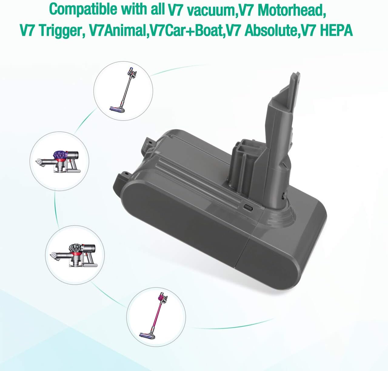 FirstPower 4.0Ah 21.6V Replacement Battery - Compatible with V7 Motorhead Animal Trigger HEPA Car+Boat Absolute Handheld Vacuum Cleaners - Upgraded Li-ion