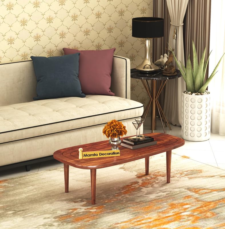 MAMTA DECORATION Sheesham Wood Coffee Table for Living Room Home Office Balcony Wooden Tea Table Solid Wood Center Teapoy Talble (Honey Finish)