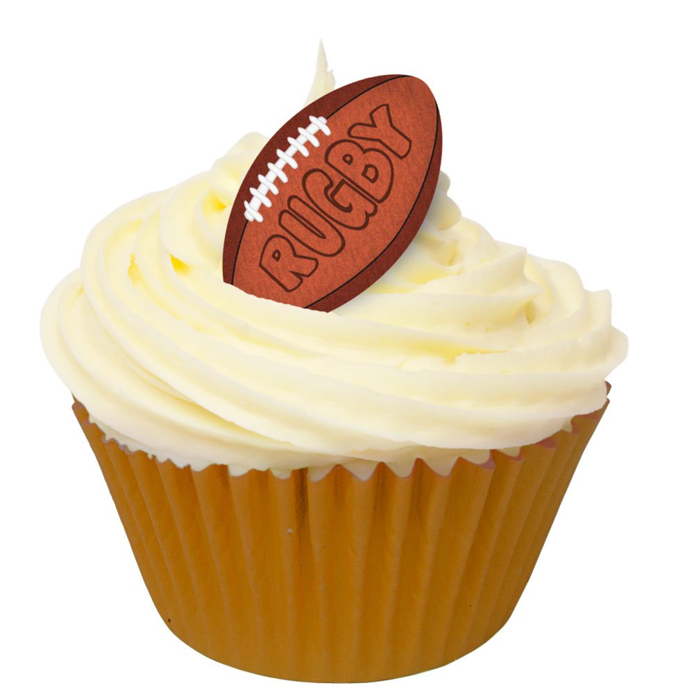 Cda Products Green Pack Of 40 Edible Wafer Decorations - Traditional Rugby Ball Toppers 201-383-40 By