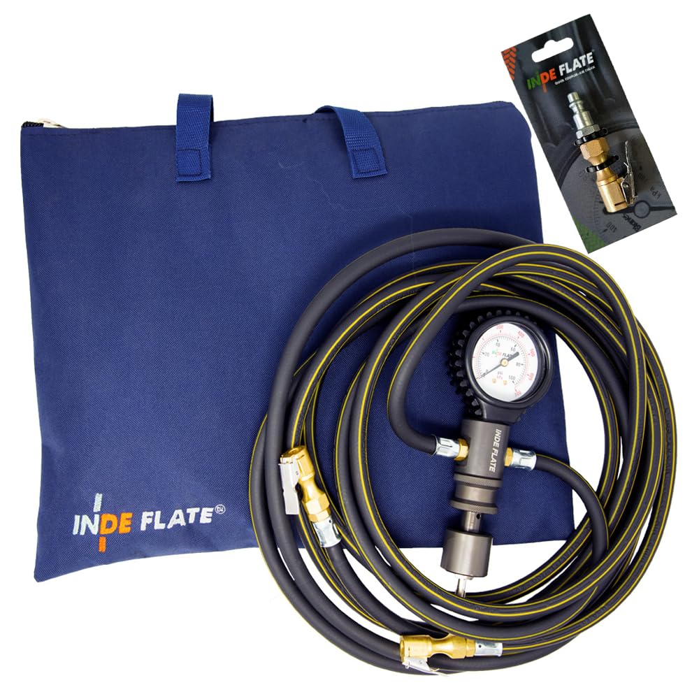 Indeflate 2 Hose Tire Inflation and Deflation Tool (Analog Gauge)