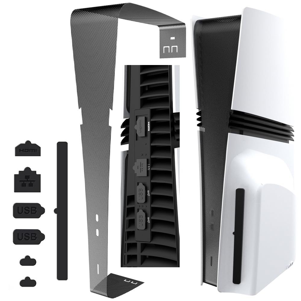 Staubschutznetz für PS5 Pro Konsole, Silikon Staubschutzstecker Set 7 Stück, P5 Pro USB HDMI Schnittstelle Anti-Staub-Stöpsel mit Schutznetz für PlayStation 5 Pro Zubehör