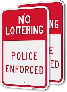 SmartSign No Loitering Police Enforced Sign - 2 Pack, 18 x 12 inch, 2mm Thick Aluminum Composite, Pre-Drilled Holes, Red and White