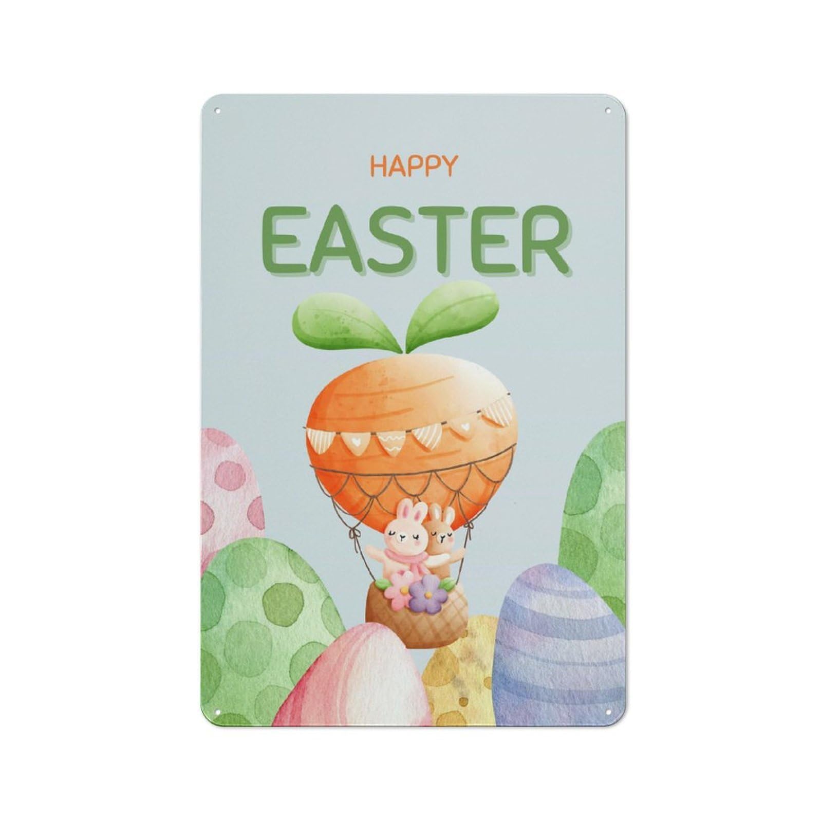 Junmoney Happy Easter Rustic Tin Wall Plaque 30X20cm For Garage Or Workshop, For Home Interiors, Feature Walls And Decorative Displays