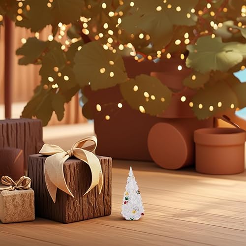 Miniatura 8 de Garneck 4 árboles de Navidad iluminados, árbol de Navidad de mesa de 4.7 pulgadas, mini árbol de Navidad LED colorido, árboles de Navidad de cristal