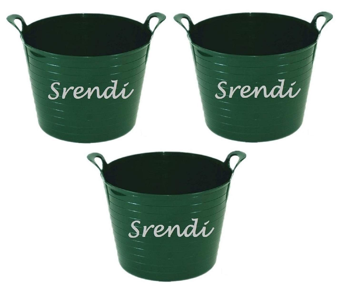 Easy Shopping 3 x 26 Litre Flexi Tub Garden Home Flexible Colour Rubber Storage Container Bucket Polyethylene Flex Tub- MADE IN U.K. (Green)