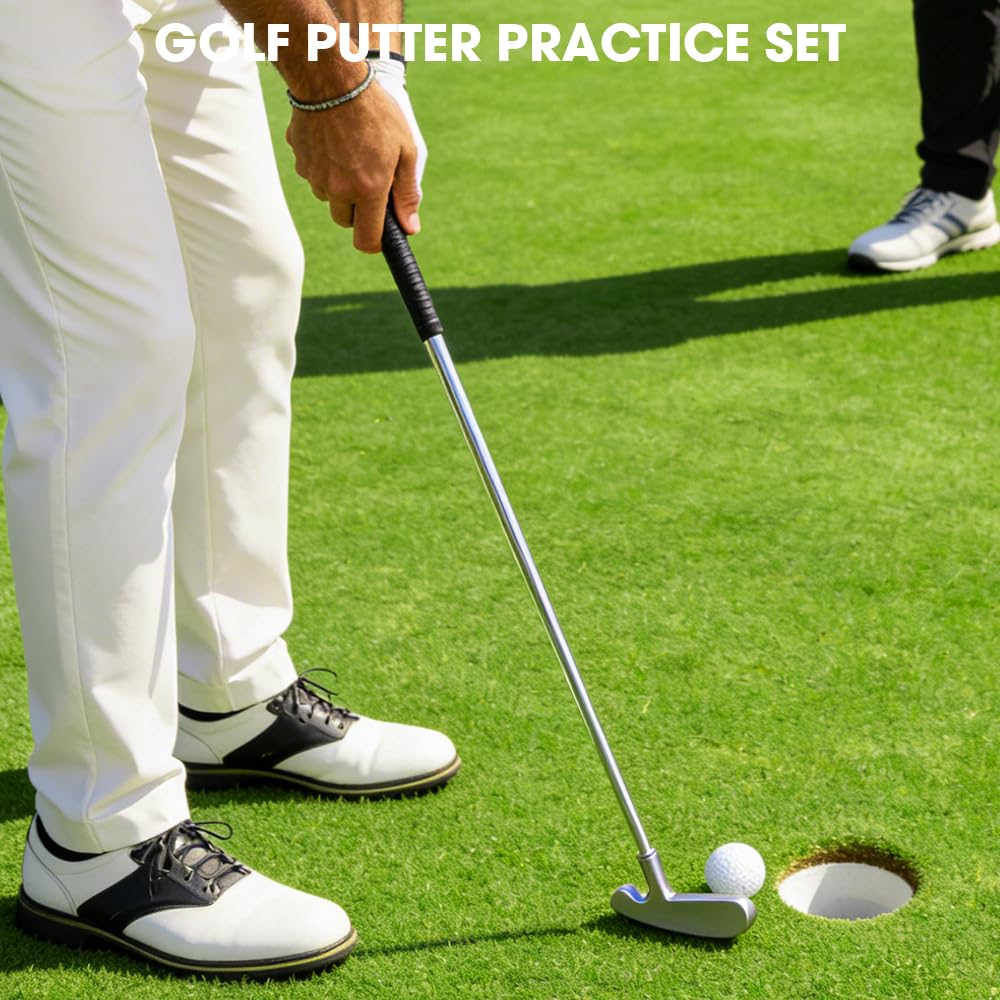 mizikuu Übungsschläger Putter Kit, Golfschläger Golf Büro Set mit 84.5cm Abnehmbarem Übungsschläger Tragetasche und 2 stürk Bällen Golfschläger Kit ist Sowohl für Putt-Übungen Zwischendurch