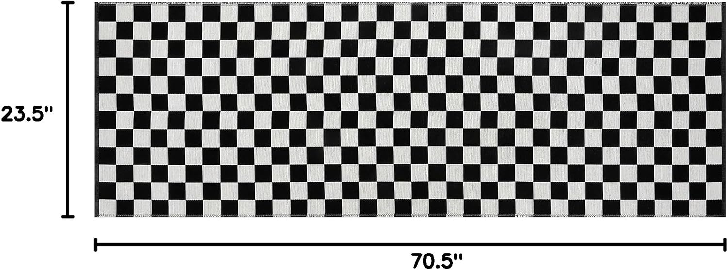 Seavish Checkered Rug 2x6 Ft Black and White Hallway Runner Rug Washable Indoor Outdoor Entryway Runner Rug Checkerboard Rug Reversible Area Rugs for Bedroom Bathroom Laundry Room Kitchen