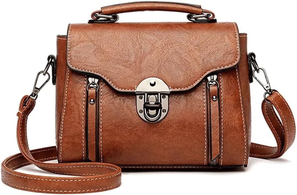 HBJWOV Women's Handbag PU Leather Lock Design Large Capacity Shoulder Bag Female Crossbody Tote Messenger Bag(white-Patch five-pointed star4)