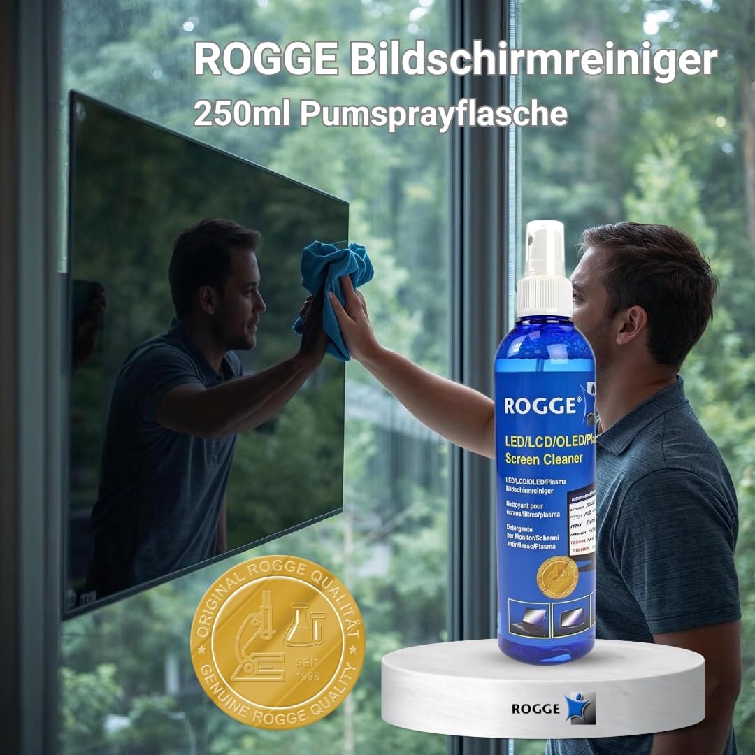 ROGGE DUO-Clean Original. LCD, TFT, LED TV Touch Screen + Plasma Cleaner incl. Microfiber Wipes 38x40cm.The Original since 1998.