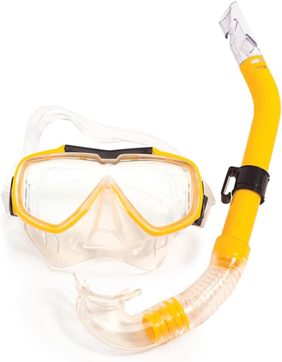 Swim Central Yellow Baja Adult Goggles Mask and Snorkel Set