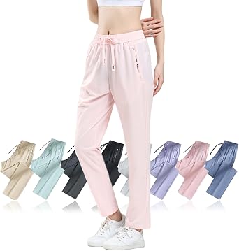 Active Pants Women, Stretch Pants Womens Ultra Stretch Breathable Casual Pants Pink-Straight,Medium