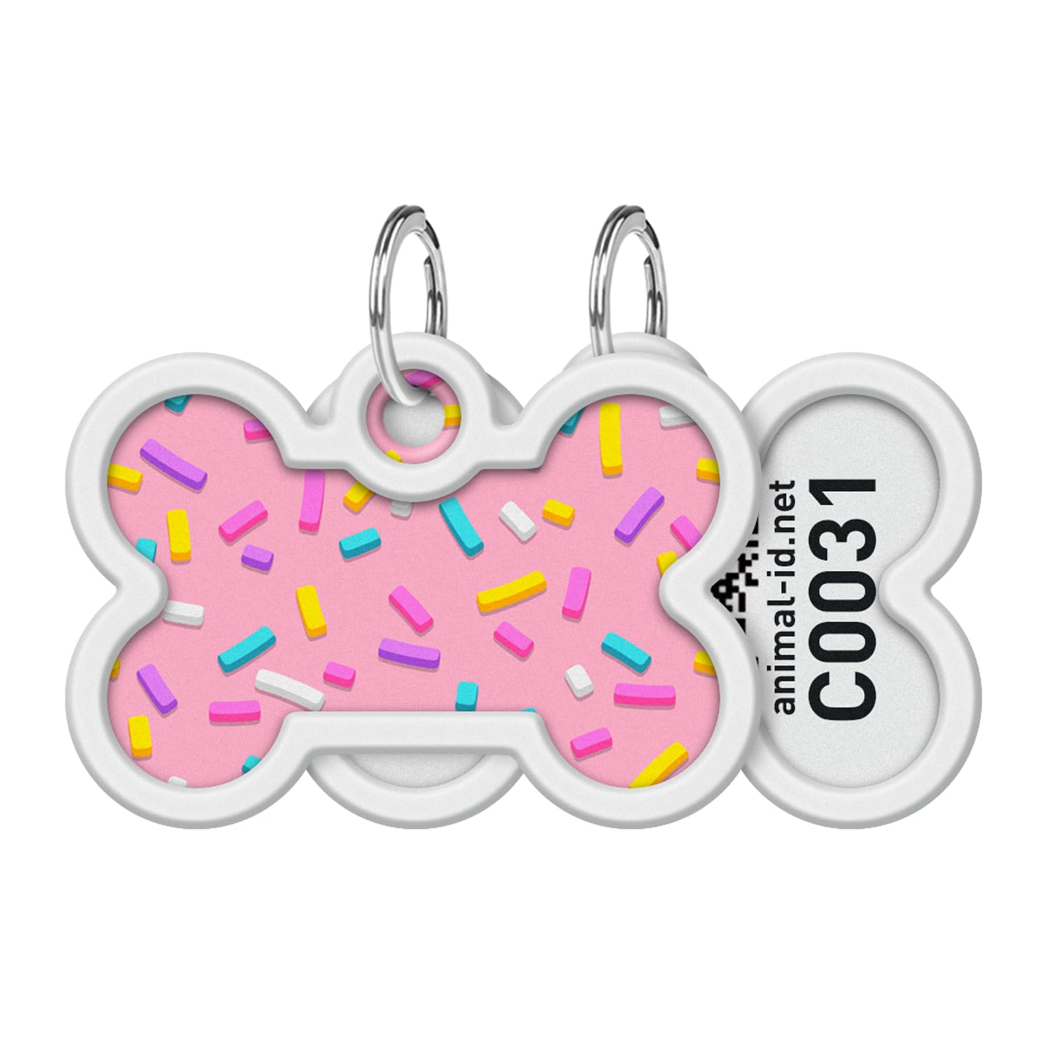 WAUDOGSmart ID metal pet tag with QR passport, «Marshmellow» design, bone, L 40 mm, W 28 mm