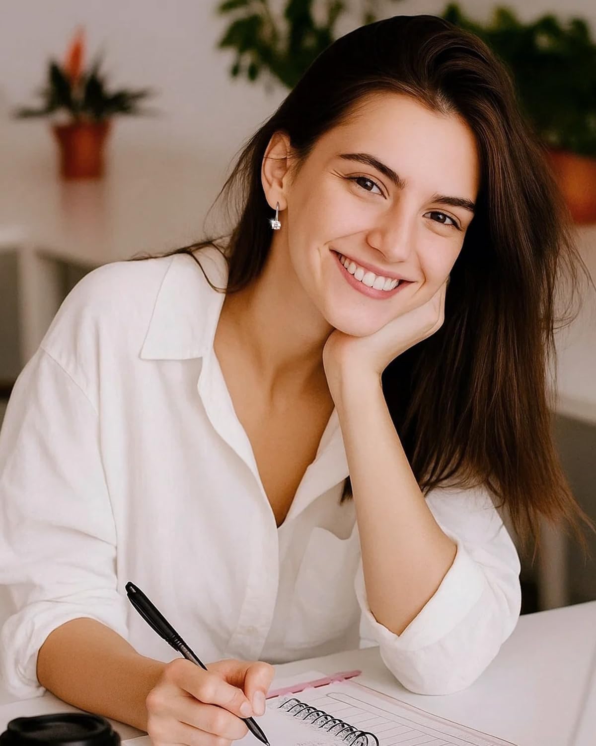 Moissanite Dangle Earrings for Women, Hypoallergenic 925 Sterling Silver 18K White Gold Plated leverback Earrings, D Color VVS Clarity Lab Created Diamond Round Cut Earrings Jewelry Gifts for Her - Image 7