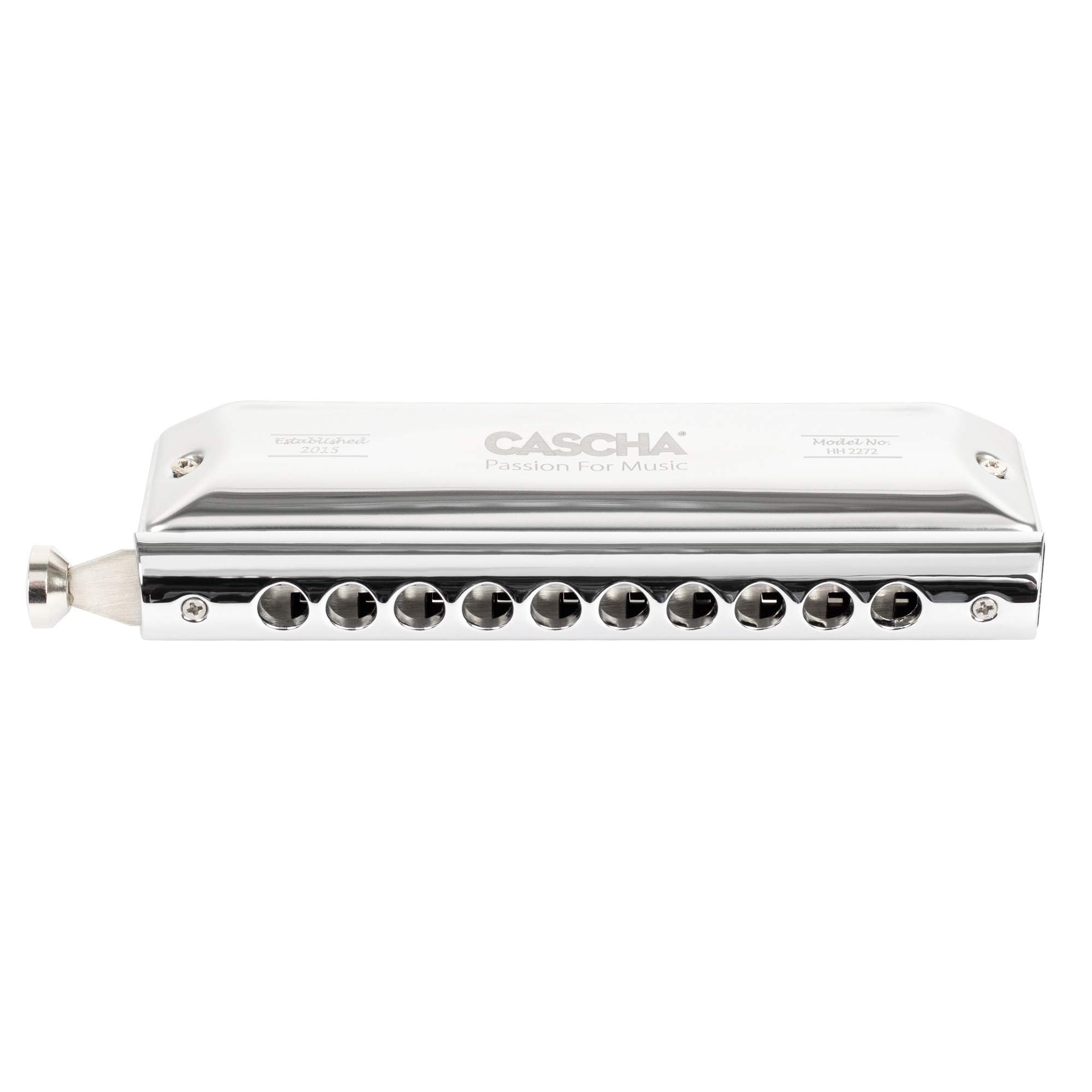 Cascha Chromatic 10-40, chromatyczna harmonijka ustna z miękkim etui i ściereczką do czyszczenia, 10 otworów, 40 tonów