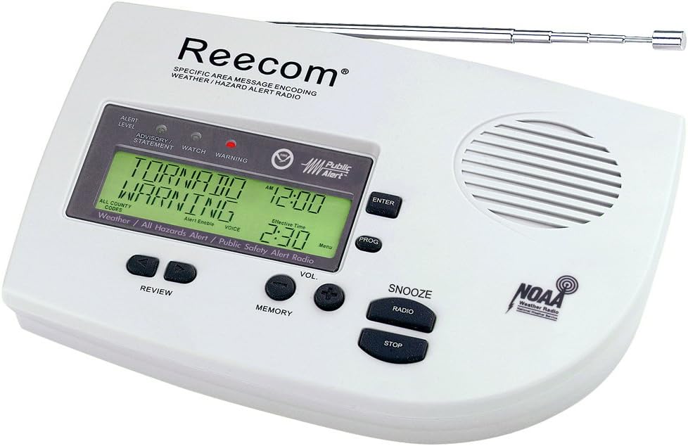 Unique 200 Hours Back-up Battery Life Time (Standby), 16 Siren Volume, EOM Detection, Display Event Message and Effective Time At a Glance, Reecom R-1630C Same Weather Alert Radio (Light Grey)