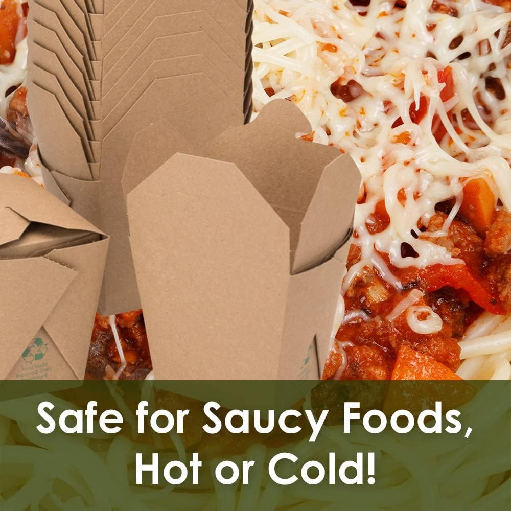 100% Recyclable 16oz Brown Chinese Take Out Boxes 50pk. Leakproof, Greaseproof To Go Containers For Restaurants, Event Parties Food Service. Best Value Bulk Pack Microwaveable and Stackable Meal Pails : Industrial & Scientific