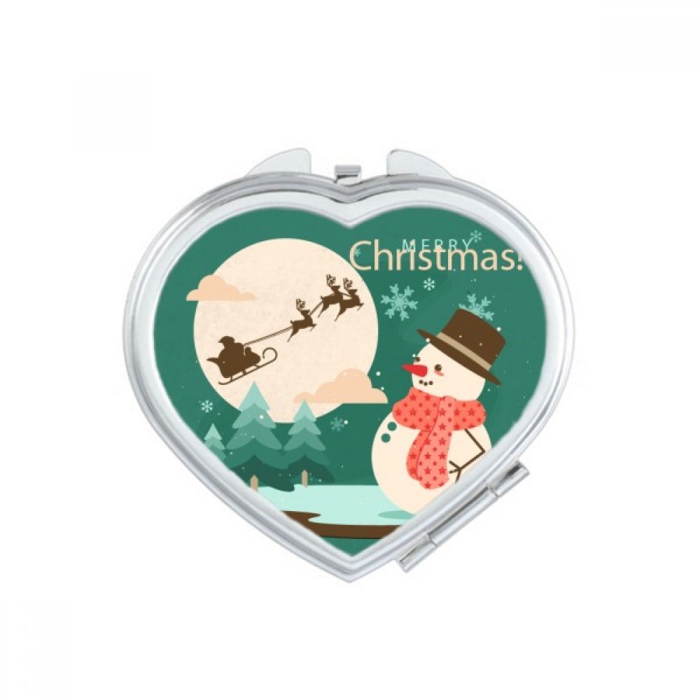 Miroir de poche portable multicolore pour vos retouches en voyage, motif de Noël avec cerf