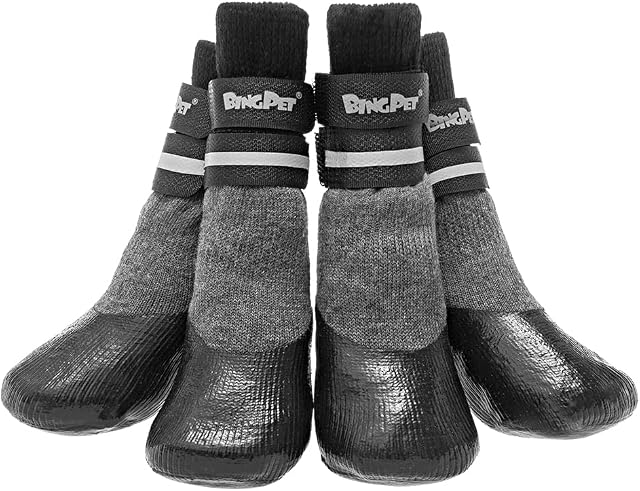 BINGPET Dog Socks Anti-Slip with Straps Paw Protector Traction Control Waterproof for Indoor Outdoor Wear