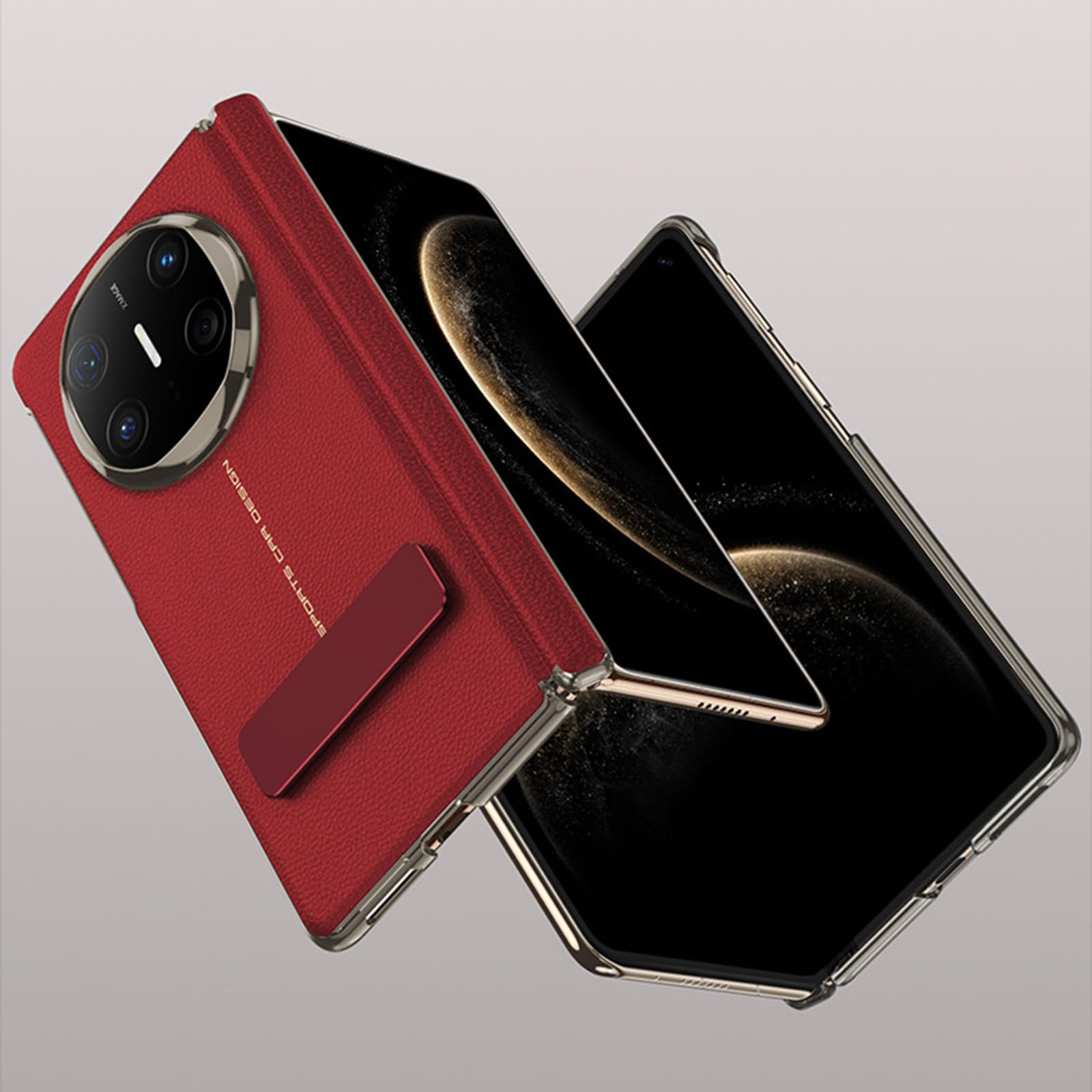 Skórzane etui do Huawei Mate X6, obrotowy stojak, luksusowa, odporna na upadek tylna obudowa z ochroną zawiasów przed zarysowaniami, etui biznesowe, czarne, Mate X6