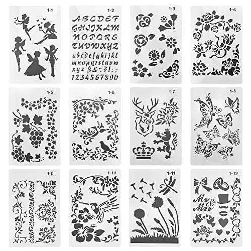 24 Stencil Per Pittura Fiori Di Campo - Modelli Riutilizzabili In PET Per Decorazioni Fai Da Te Su Pareti E Mobili - 2