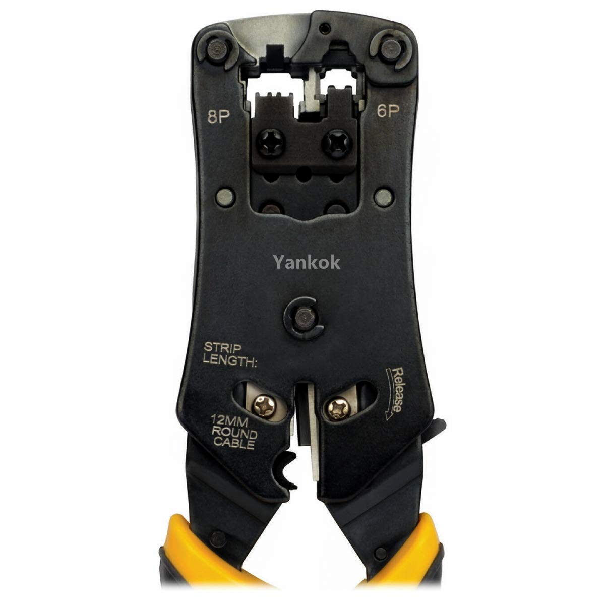 Yankok [Pince à sertir modulaire HT-376] Sertissage RJ45 8P8C RJ12 RJ11 6P6C/4C/2C, RJ10 et RJ9 4P4C/2C Connecteurs Ethernet avec testeur de câble