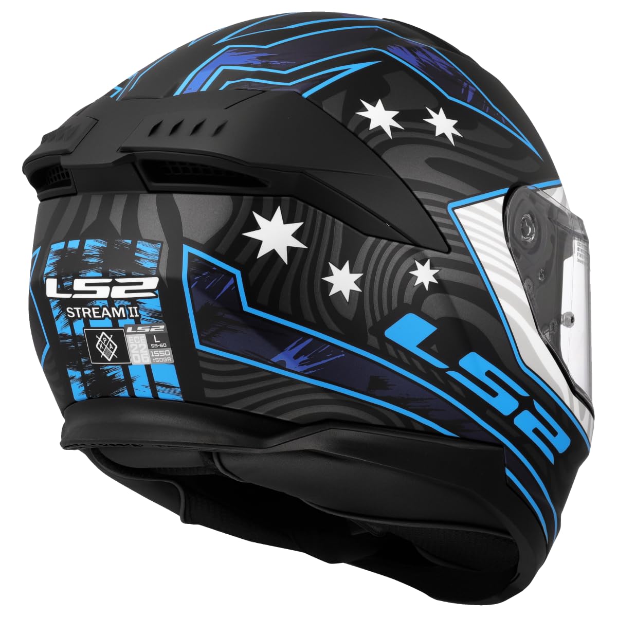 LS2, Casco Moto Integral STREAM II GALDAM Matt Black Blue, L