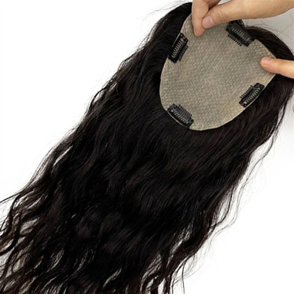 Stratificato Topper for capelli diradati 8"-22" for umani brasiliani for donne 5"x5" Clip con base in pizzo svizzero in sciolti ondulati for parrucchino(8inches)