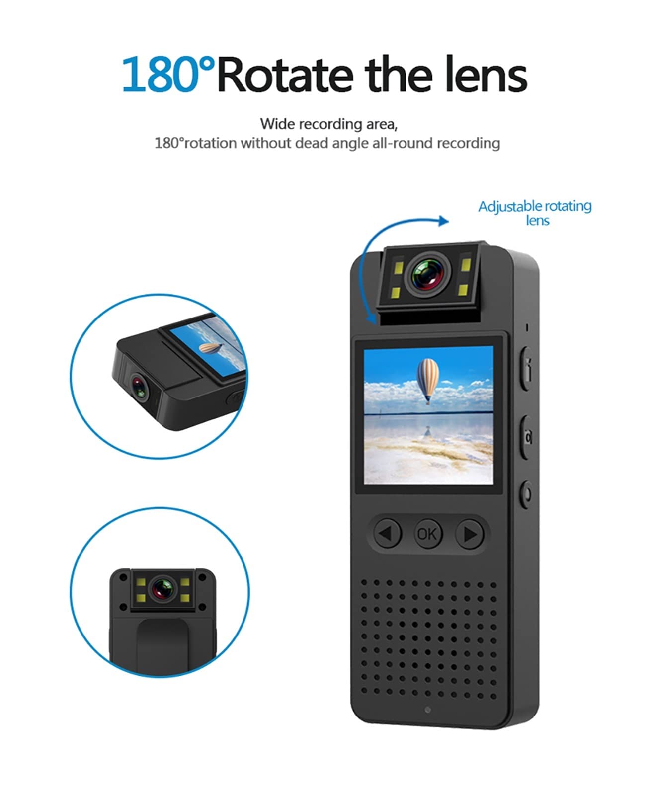 Action Cam, Mini videocamera HD 1080P con schermo a LED Videocamera piccola Motion Detect Videocamere con registrazione in loop for supporto domestico for ufficio DV ,All'aperto, Sport, Video(128GB)