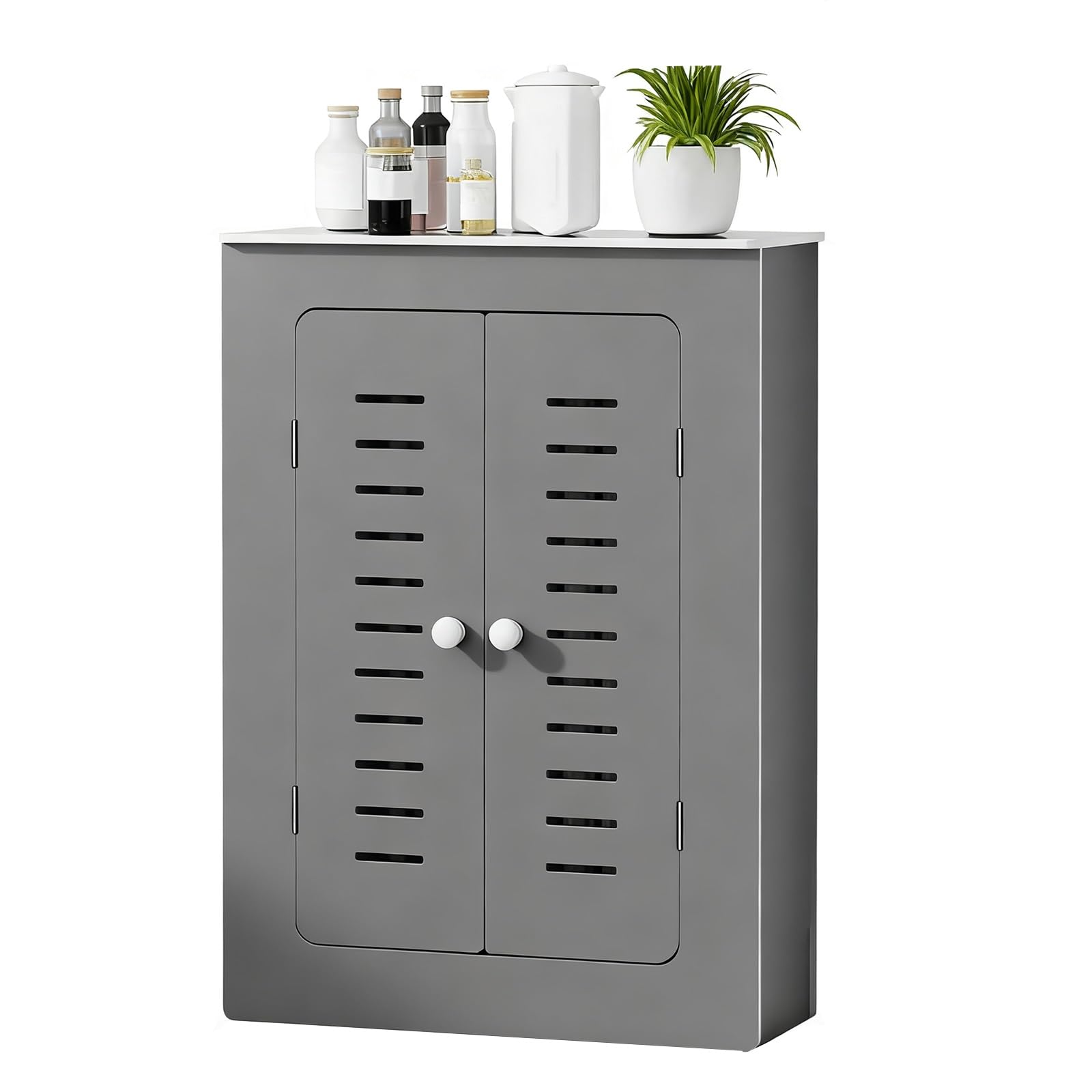 Moderne graue Heizkörperverkleidung mit horizontalen Lamellen – stilvolle MDF-Holzheizung, kleines Grillregal (50 x 50 x 20 cm/20 x 20 x 8) für Heimdekoration