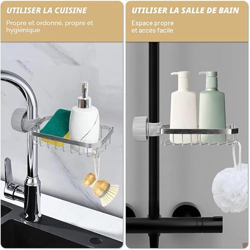 Bnimtm Porte Savon pour Etagere Douche - INOX Support Shampoing Douche sans Perçage pour Tringle 20-32mm – vue 3