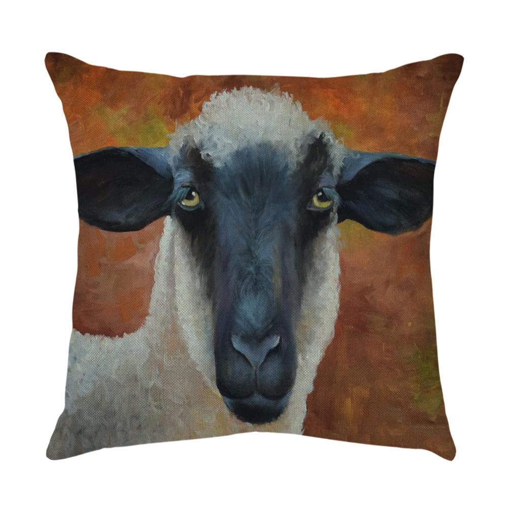 4 Piezas Funda de Almohada 65x65cm Oveja Linda Fundas de Cojín Terciopelo Sencillo y Decorativo para Sofá Camas Dormitorio Coche Lino Cojines Throw Pillow Covers （26x26in）