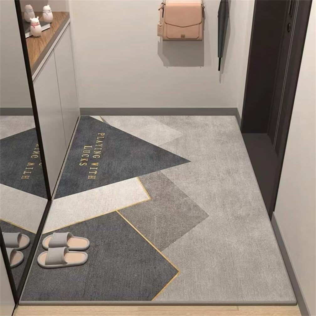 Tapis lavable en machine 120x200cm gris à rayures facile d'entretien