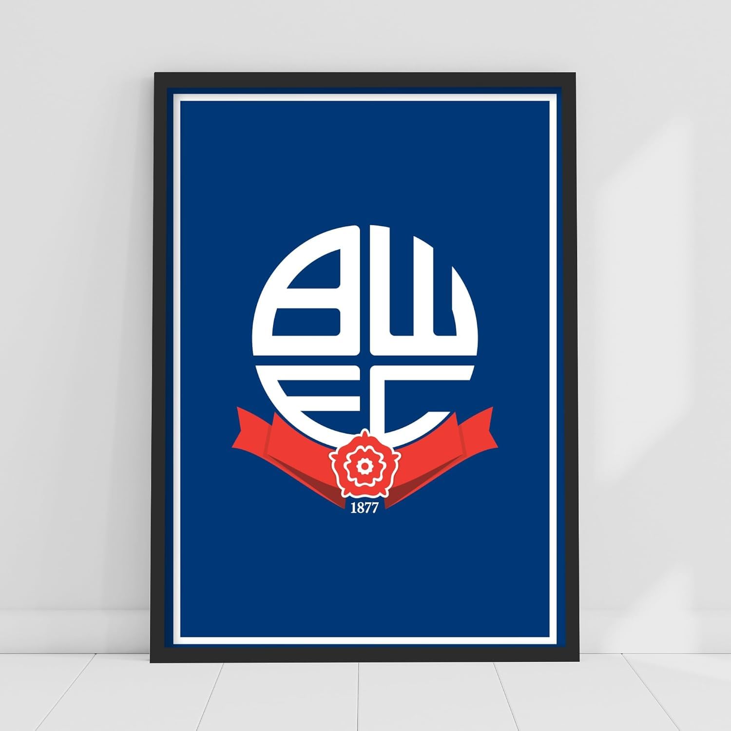 Themed Blue Bolton Wanderers Fc Crest Background Poster Print (29.7Cm X 42Cm - A3)