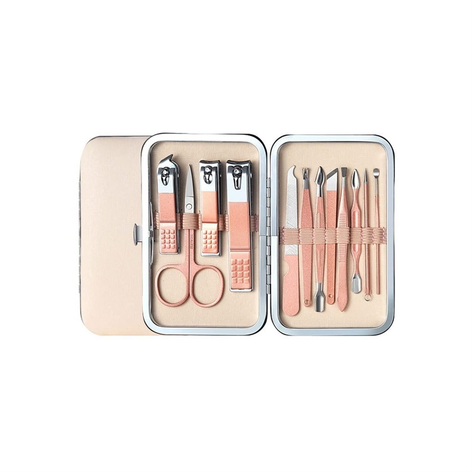 Zestaw obcinaczy do paznokci Zestaw do manicure Zestaw do pielęgnacji ciała Profesjonalny zestaw do pedicure Zestaw kosmetyczny Narzędzia dla przyjaciół i krewnych (różowe złoto) (Rozmiar: M-12-części