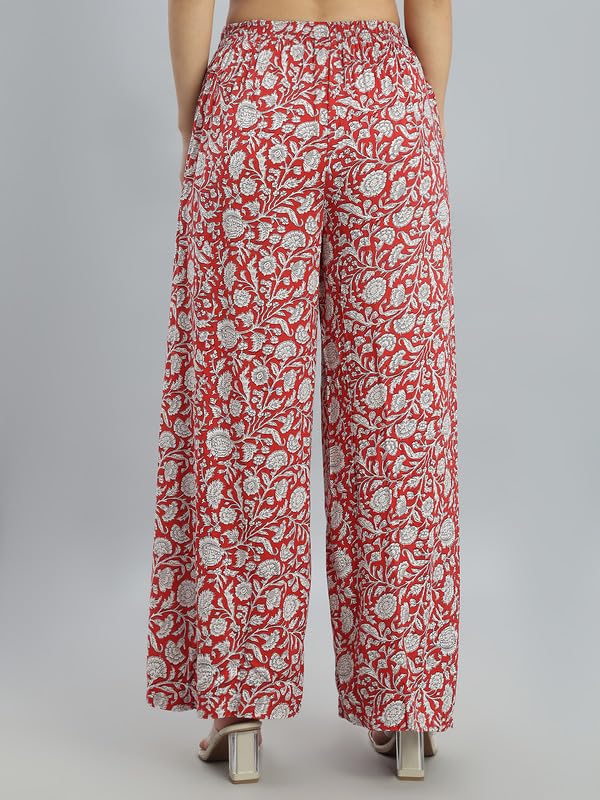 Image of GO COLORS Soft Viscose Printed Palazzo Full Length for Women| Breathable, Mid Rise