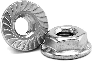 1/4-20 Serrated Flange Hex Lock Nuts 100Pcs 304 Stainless Steel 18-8, Full Thread, Hex Drive, Bright Finish by SG TZH