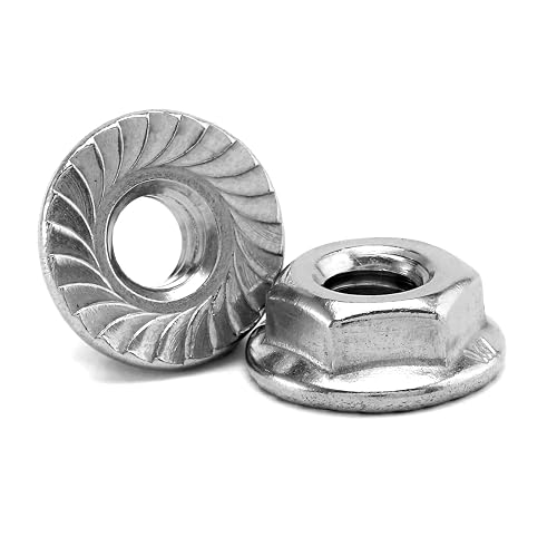 1/4-20 Serrated Flange Hex Lock Nuts 100Pcs 304 Stainless Steel