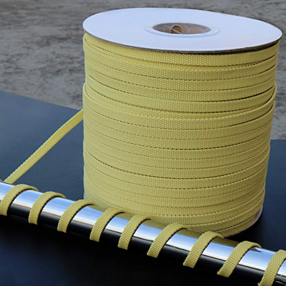 CYZW 100M Aramid Flat Rope High Temperature Fireproof Wear Resistant Braided Used for Tempering furnace lot (4 x 4mm)