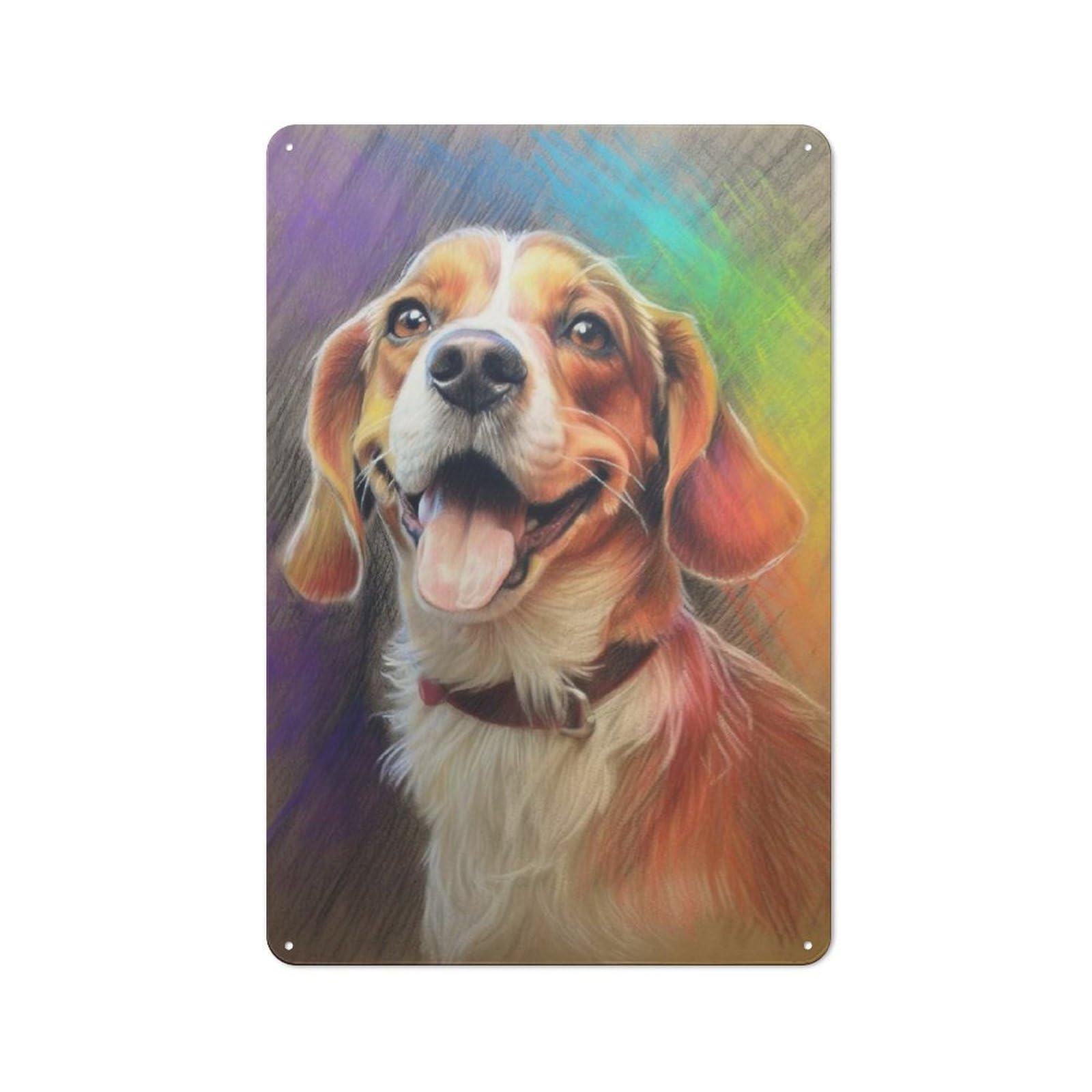 Junmoney Beagle Sketch Rustic Tin Wall Plaque 30X20cm For Garage Or Workshop, For Home Interiors, Feature Walls And Decorative Displays