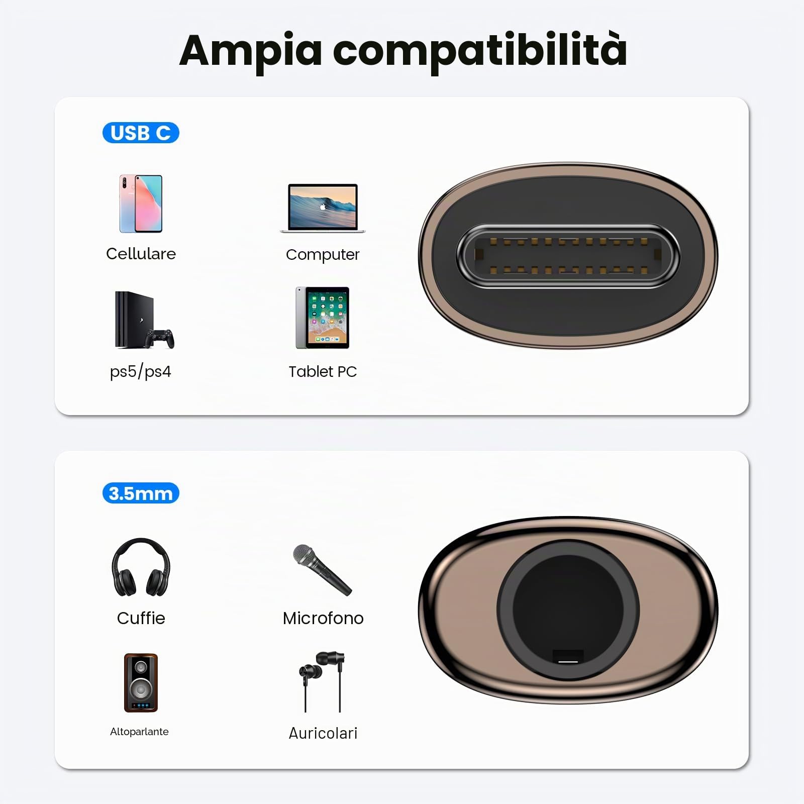 MOSWAG Adattatore USB C Jack con DAC Integrato, da USB C a 3,5 mm in Lega di Zinco