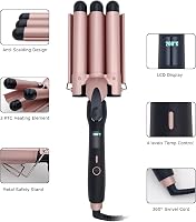 Mistcado 3 hengeres hullám göndörítő 25mm kerámia turmalin LCD kijelzővel arany 7